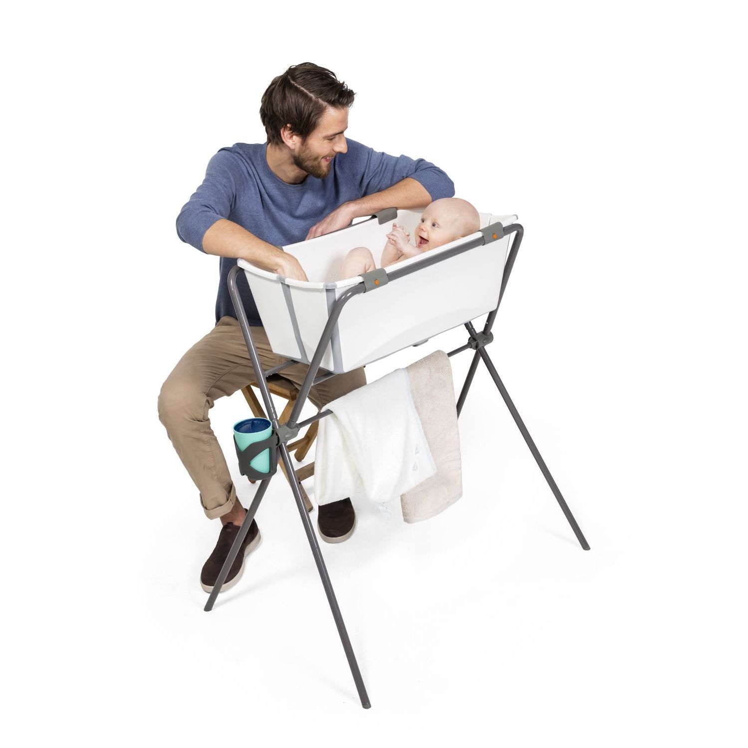 Ванночка Stokke Flexi Bath складная с горкой Бирюза - фото 8