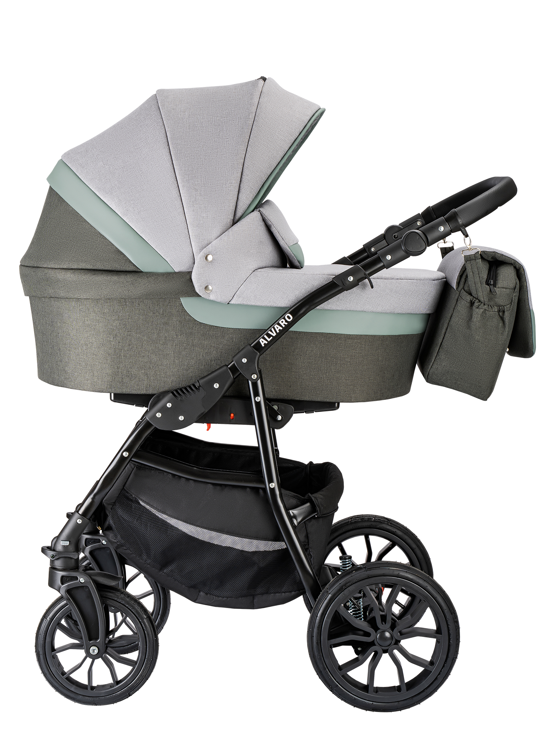 Коляска 3в1 alis Alvaro F 10 серый-шалфей - фото 2