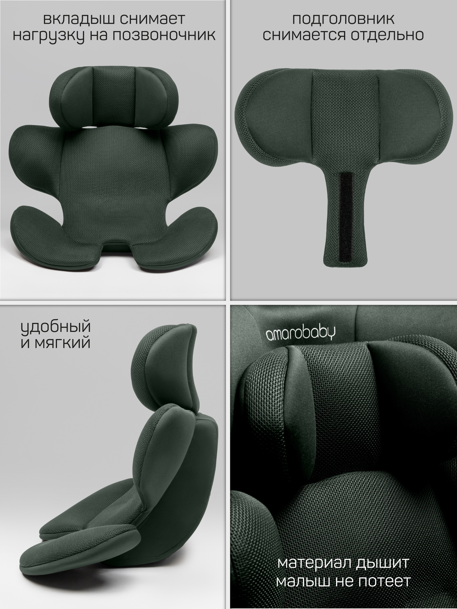 Автокресло Amarobaby Defender Isofix 0+/1/2/3 (0-36 кг) зеленый - фото 17