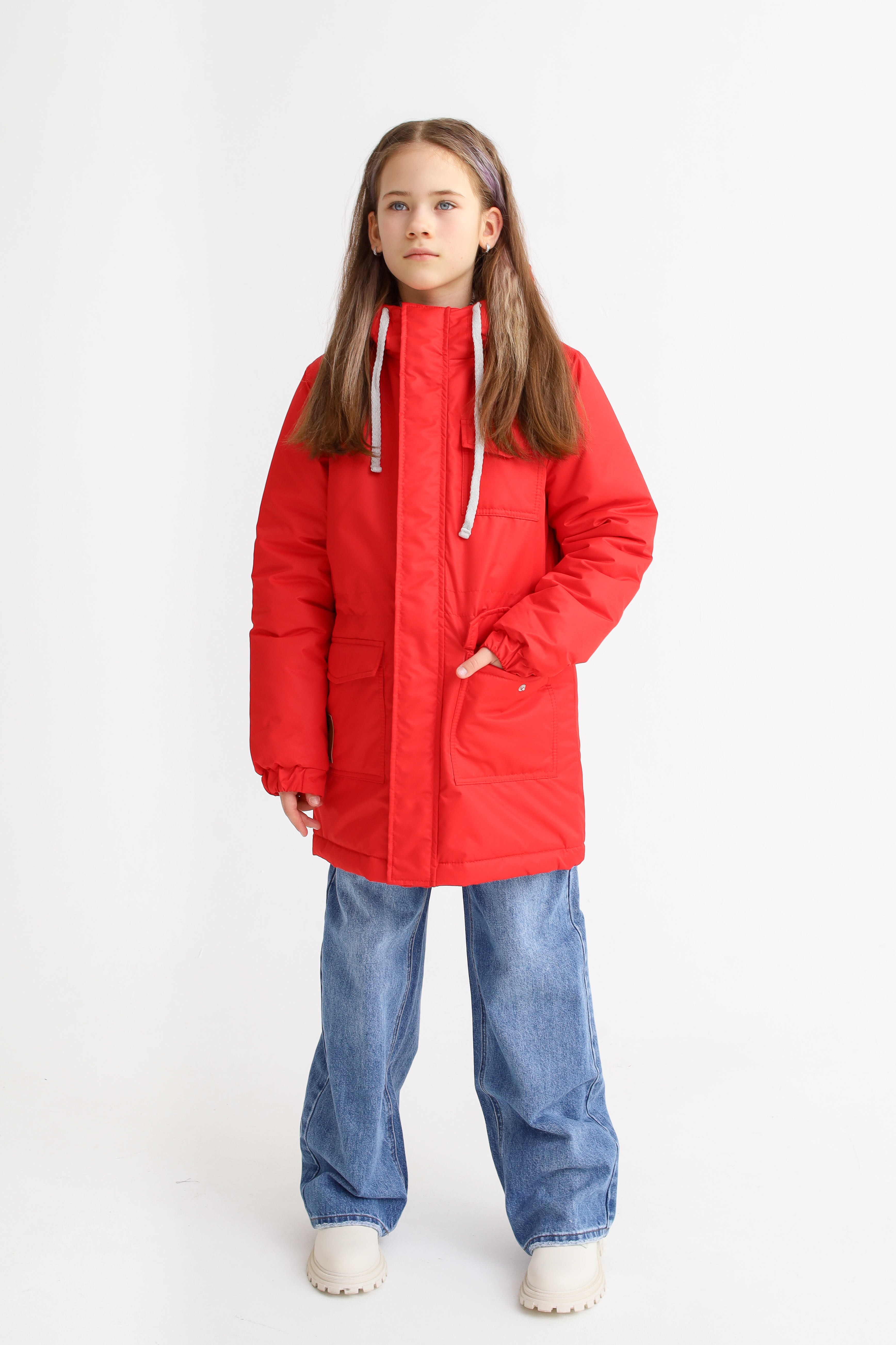 Парка MINIDINO В-К-001/ДПарка с 3 карманами детская демисезонная рубин - фото 2