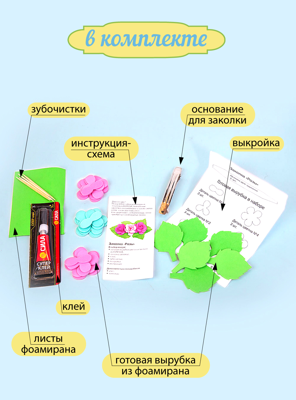 Набор для творчества Волшебная мастерская Розы заколка ЗВ-01 - фото 3