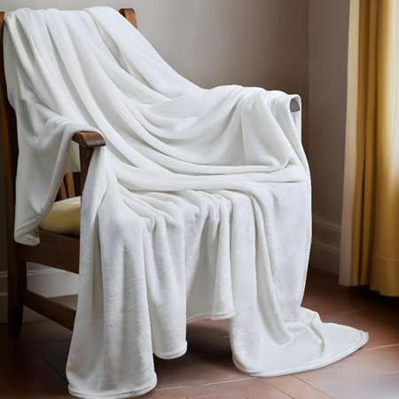 Плед 150х200 см Solo Decorica плотность 260 гр на кровать диван цвет экрю