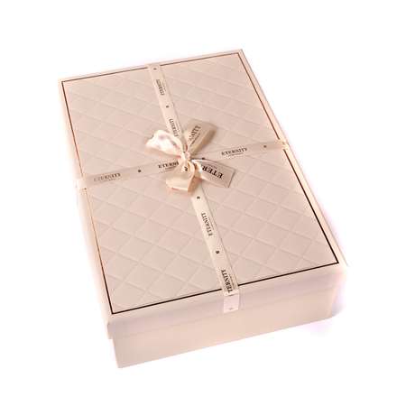 Коробка подарочная Grand Gift прямоугольная большая с бантом бежевая 39х28х14см