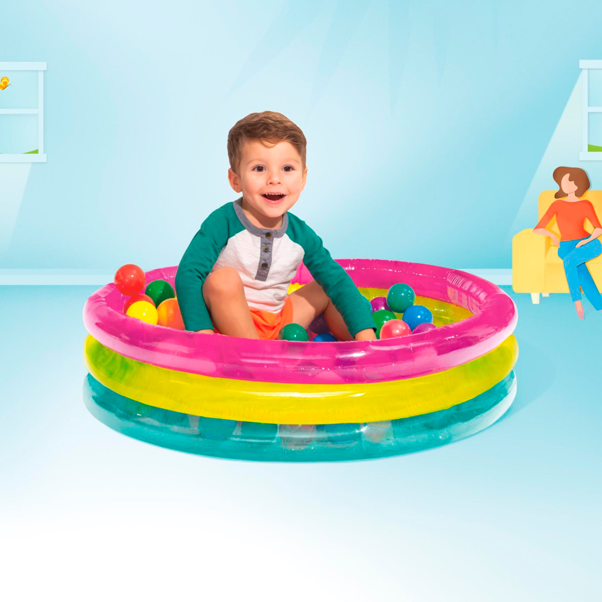 Игровой бассейн Intex Игровой бассейн Радуга с мячами 50шт - фото 3