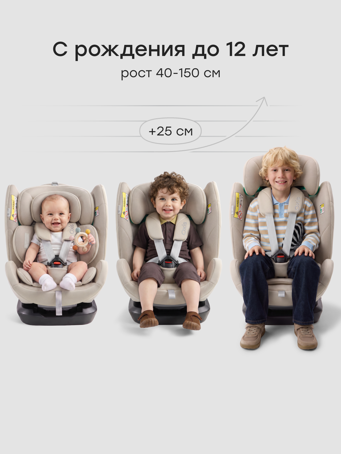 Автокресло Happy Baby Oxis 0+/1/2/3 (0-36 кг) бежевый - фото 7