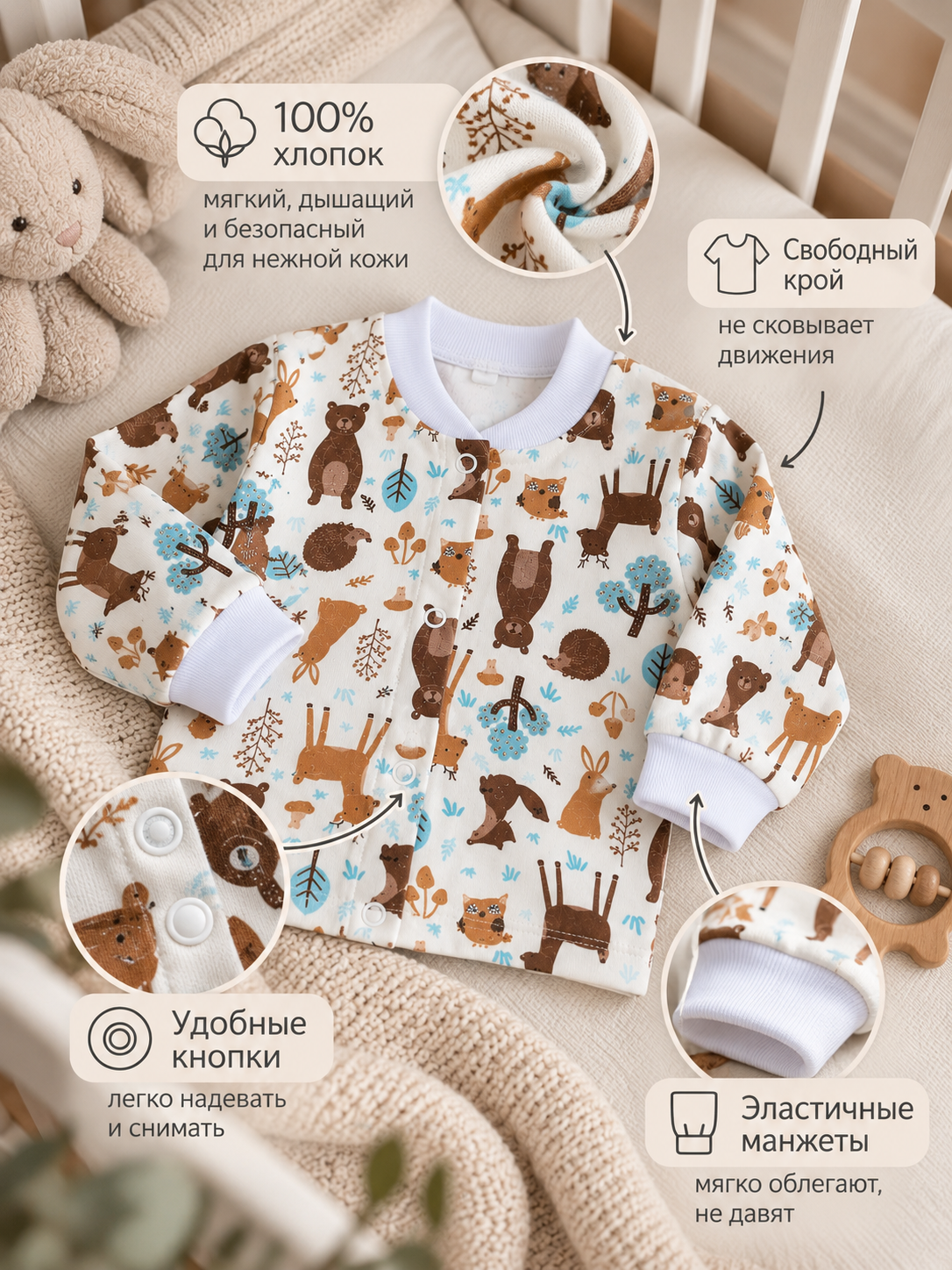 Кофточка 3 шт АРТЕМКА КФ-14/бирюзовый - фото 3