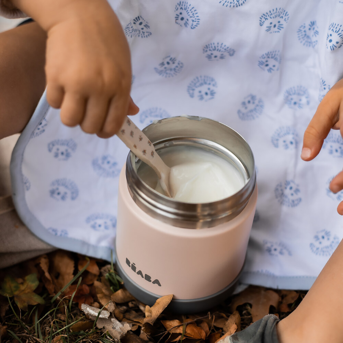 Термоконтейнер для еды, детского питания BEABA THERMO-PORTION INOX 500 мл розово-серый - фото 6