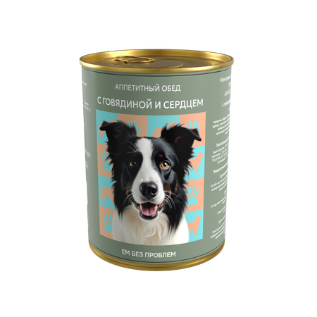 Влажный корм для собак Ем Без Проблем С говядиной и сердцем, 6 шт х 850 г