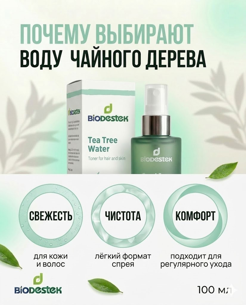 Вода Чайное дерево DESTEK для кожи и волос - фото 9