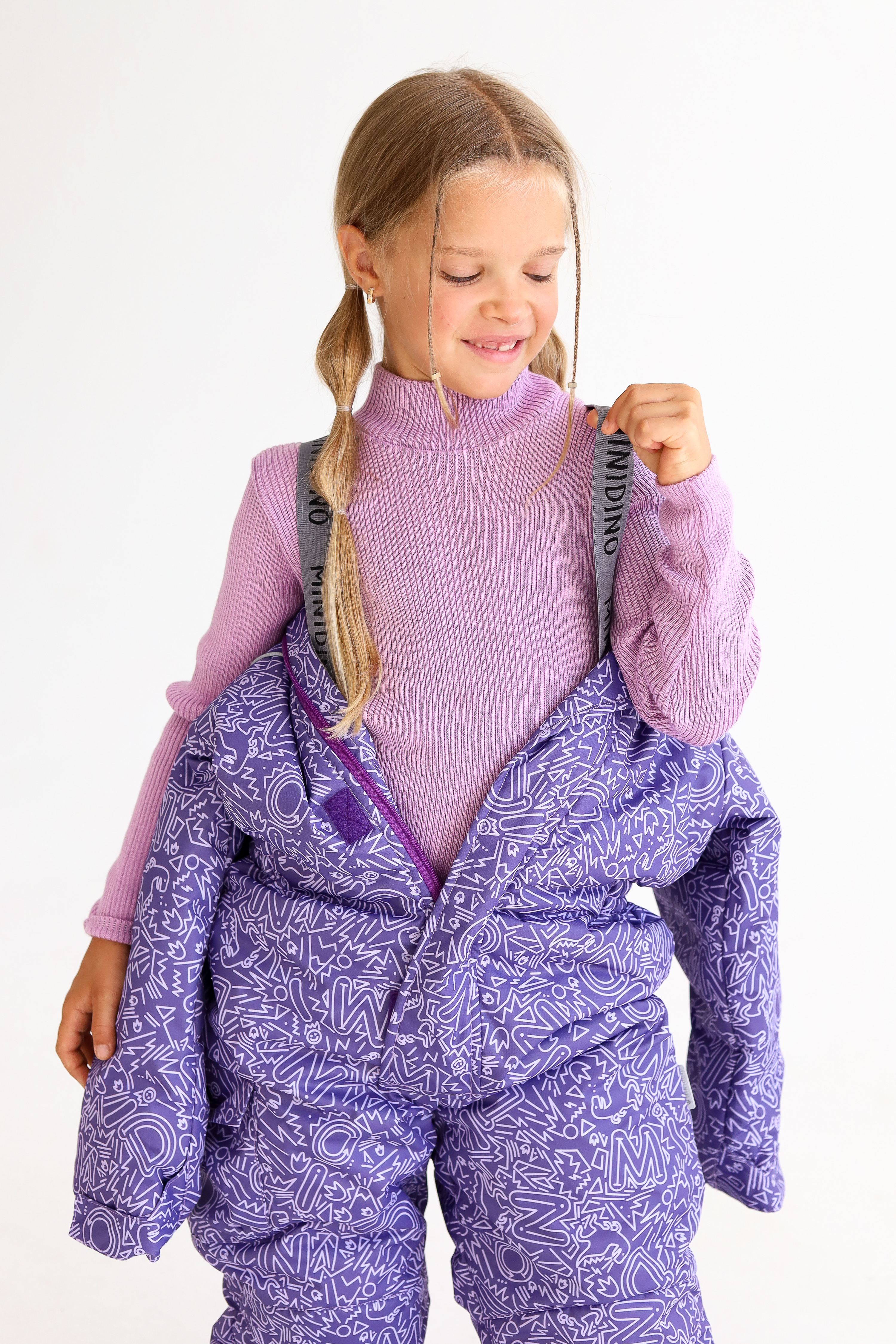 Комбинезон MINIDINO B-KOM-002/2Комбинезон детский зимний Дино принт Дудл виноград - фото 12