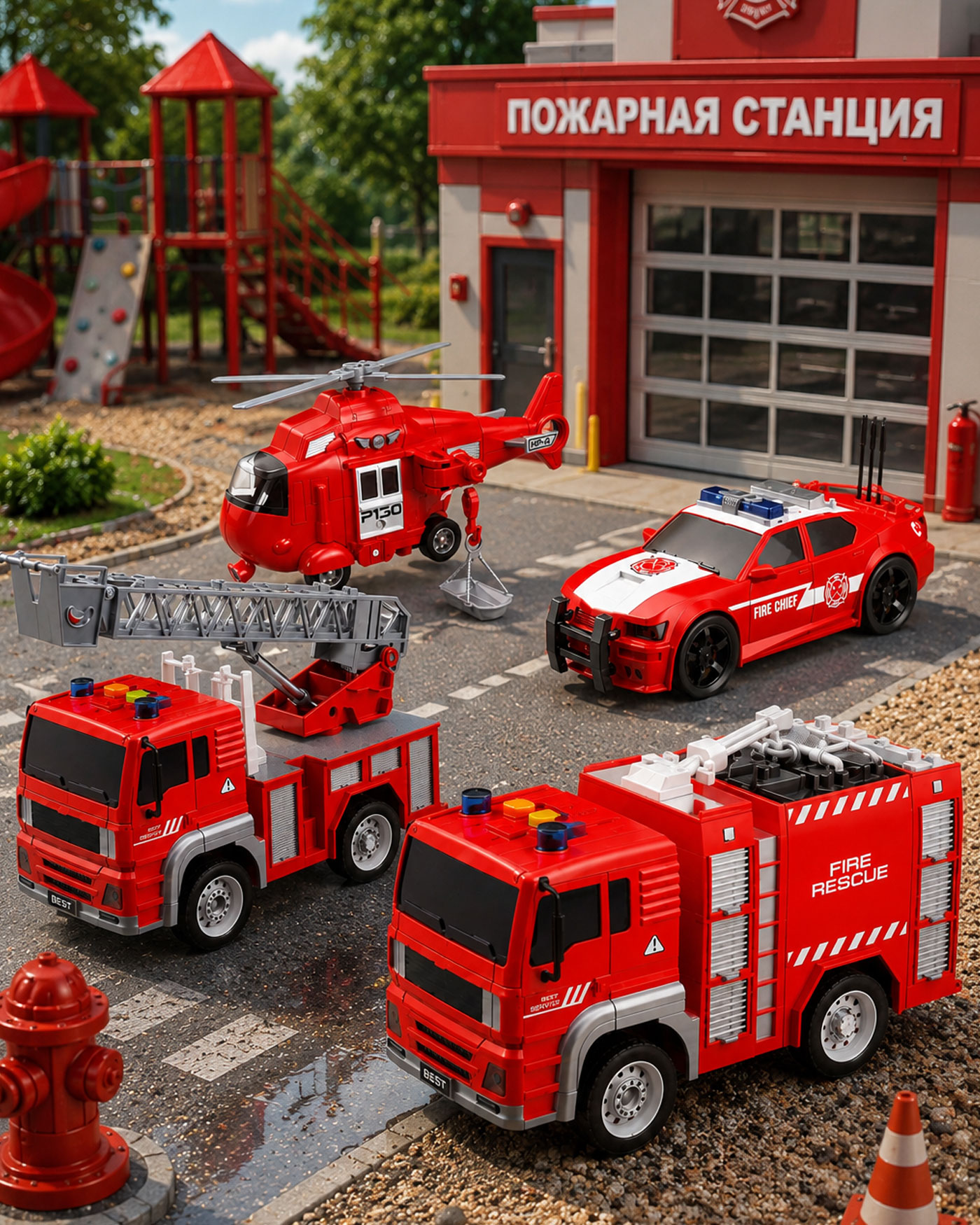 Пожарная машина Mobicaro Пожарная техника 1:20 FCJ1205990 - фото 4