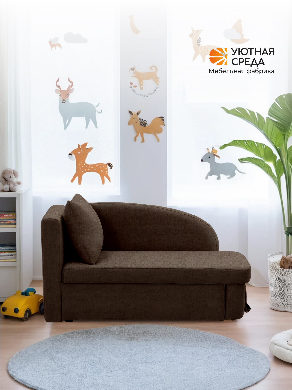 Диван Уютная среда рогожка коричневая левый коричневый - фото 18