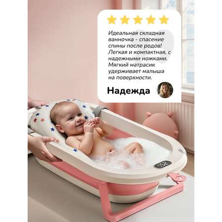 Ванночка для купания новорожденных Play okay складная с термометром