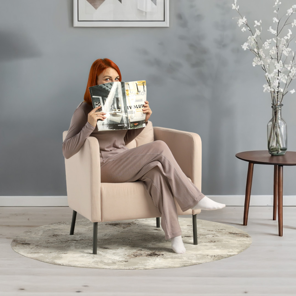 Мягкое кресло IKEA Экера 71х74х71 см светло-бежевый велюр - фото 3