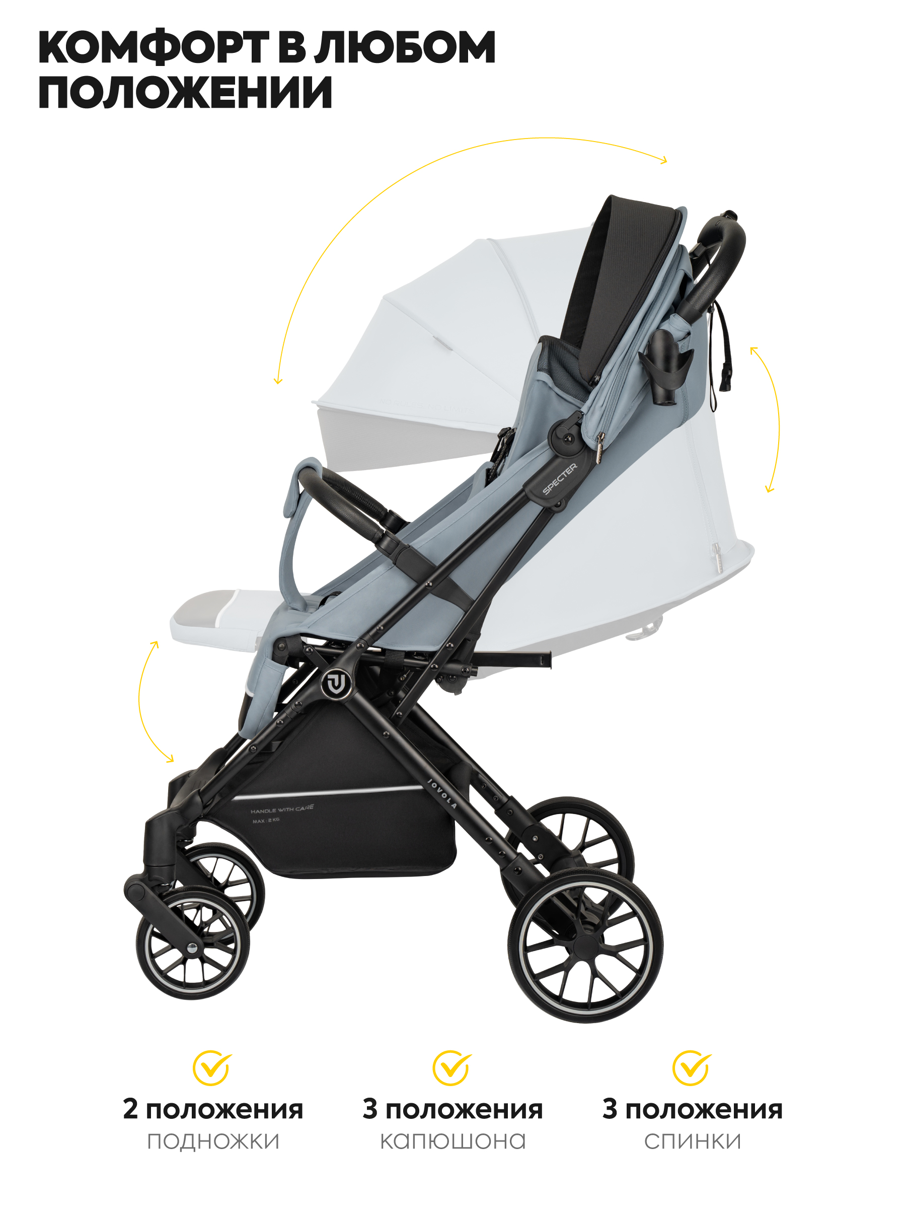 Коляска прогулочная JOVOLA Specter голубой - фото 3