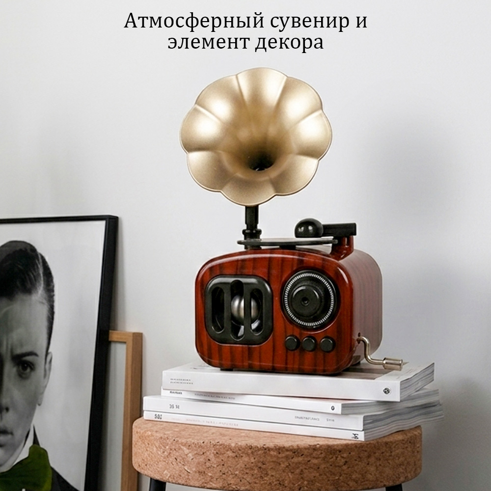 Музыкальная шарманка TIPTOPOLIS граммофон коричневый - фото 4