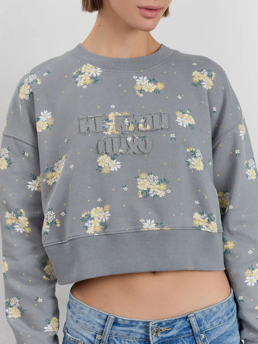 Свитшот Mark Formelle (Марк Формэль) 122966/цветы на сером - фото 7