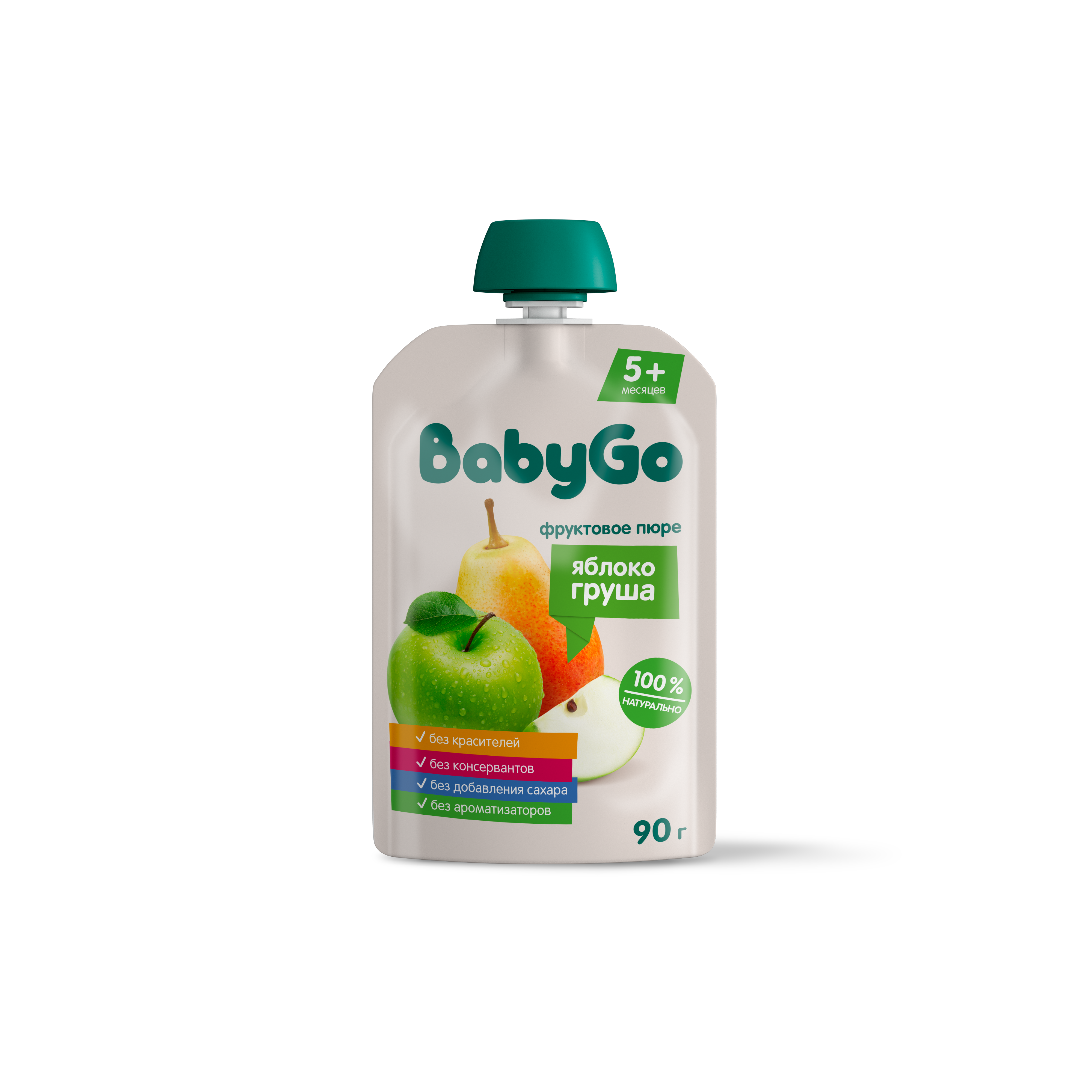 Пюре BabyGo Яблочно-грушевое с 5 мес 90 г - фото 1
