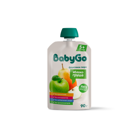 Пюре фруктовое Baby Go яблочно-грушевое 90г с 5месяцев