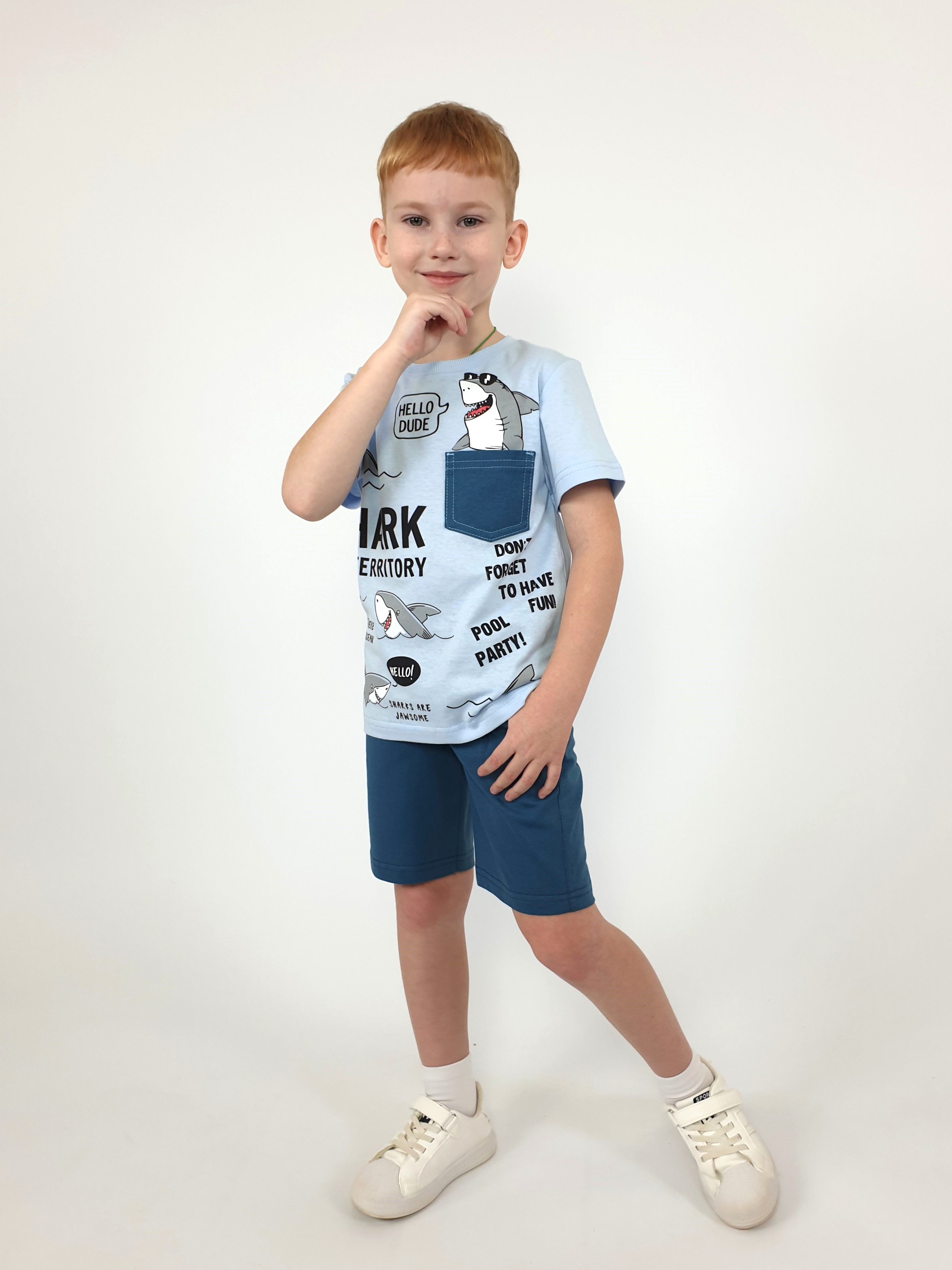 Изображение товара Футболка и шорты Luneva для мальчика 104 стильный летний комплект