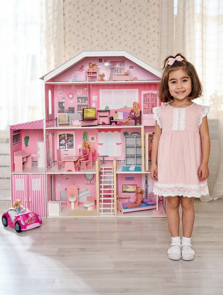 Изображение товара Домик для кукол PAREMO 131 см с мебелью Поместье Розабелла, 23 предмета