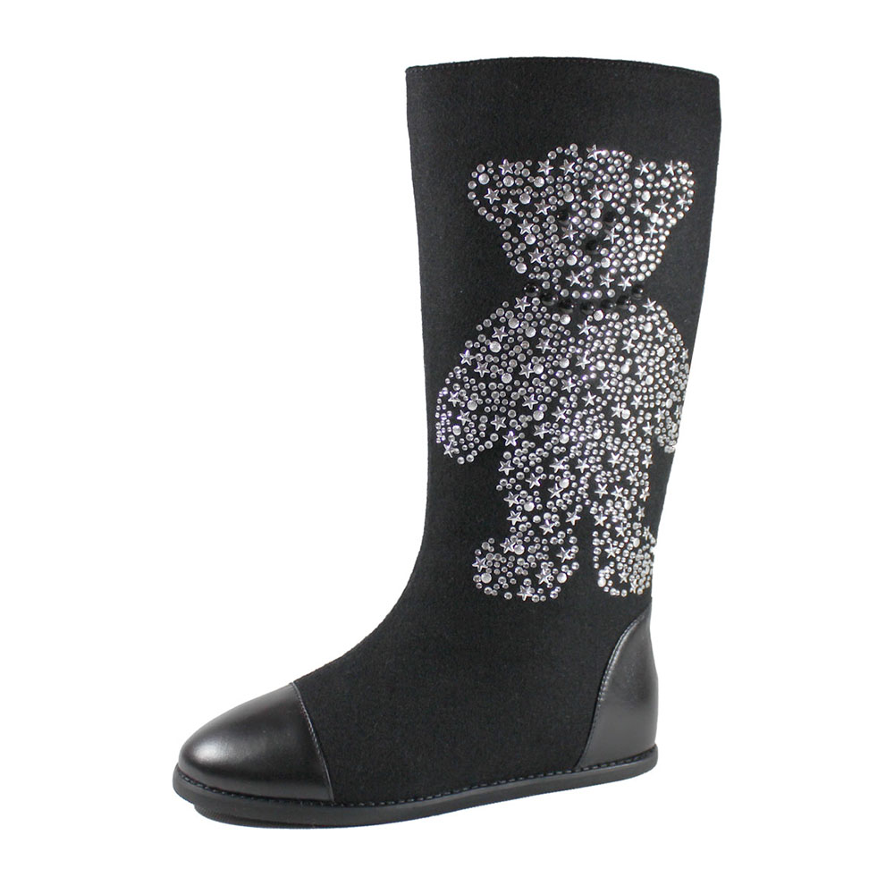Валенки Europen N192A-99B-SV/стразы EUROPEN Сапоги войлочные для девочки,черный - фото 1