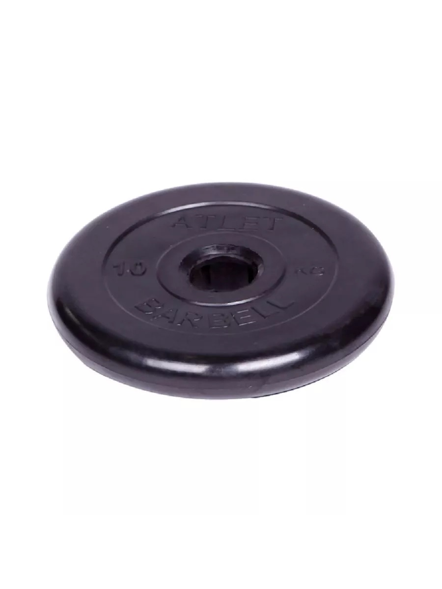 D 51 мм чёрный 10,0 кг Atlet MbBarbell Диск обрезиненный - фото 2