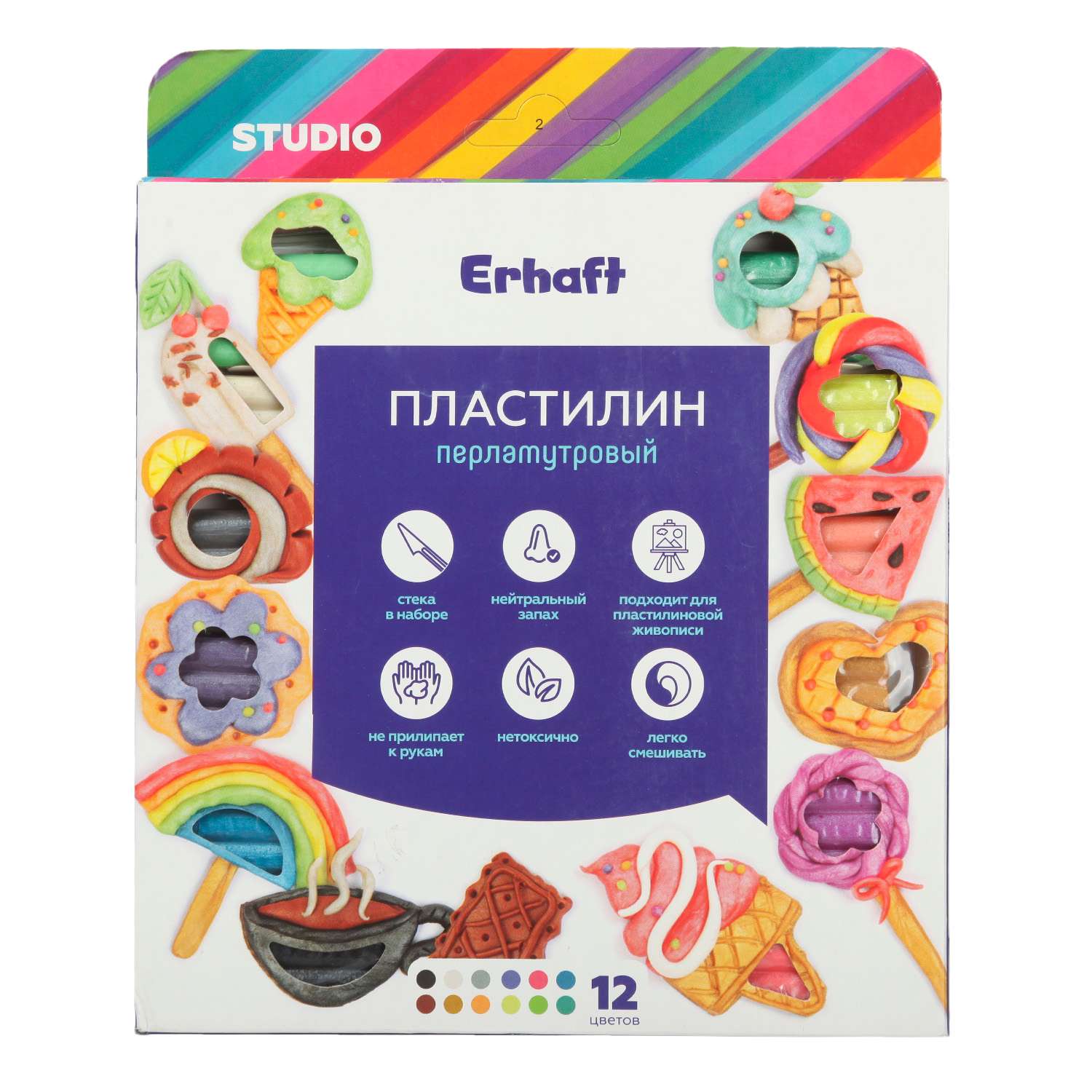 Пластилин Erhaft 12 цв. - фото 1