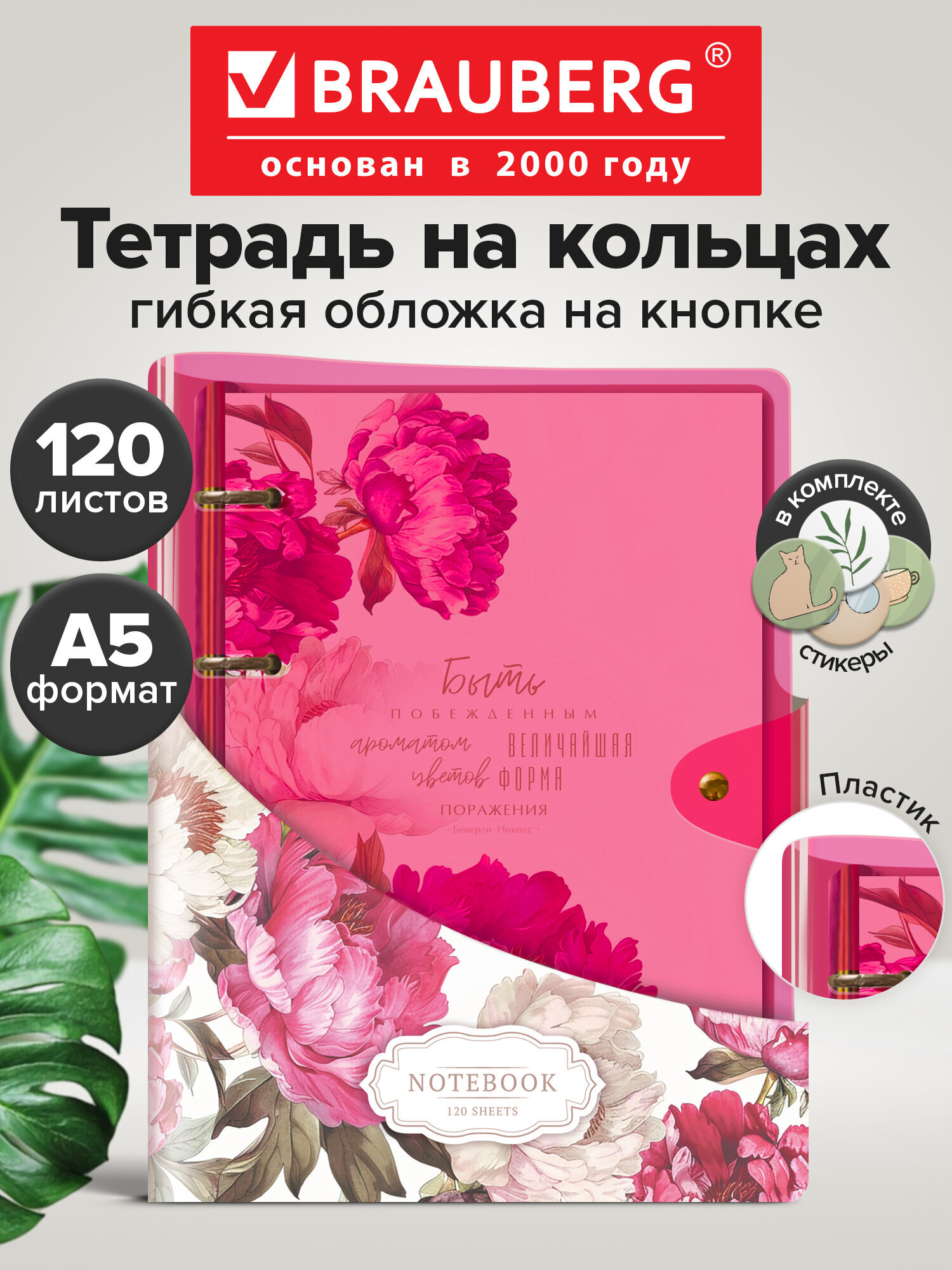 Изображение товара Тетрадь Brauberg Vibe со сменным блоком 120 листов А5 розовая Изображение товара Тетрадь Brauberg Vibe со сменным блоком 120 листов А5 розовая