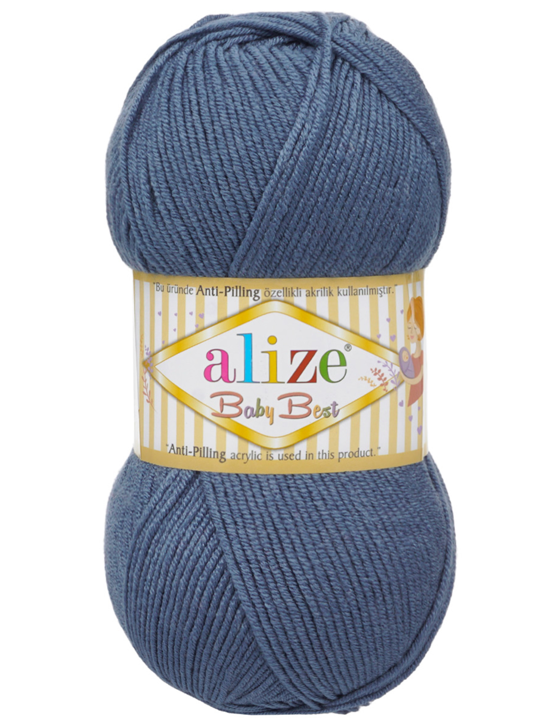 Пряжа для вязания Alize baby best бамбук акрил с эффектом антипиллинг 100 г 240 м 418 светлый индиго 5 мотков - фото 3