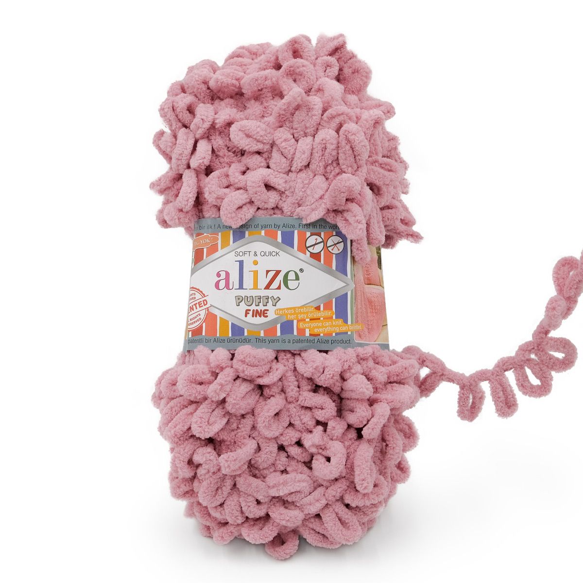 Пряжа для вязания Alize puffy fine 100 г 14.5 м микрополиэстер фантазийная мягкая 295 розовый 5 мотков - фото 7