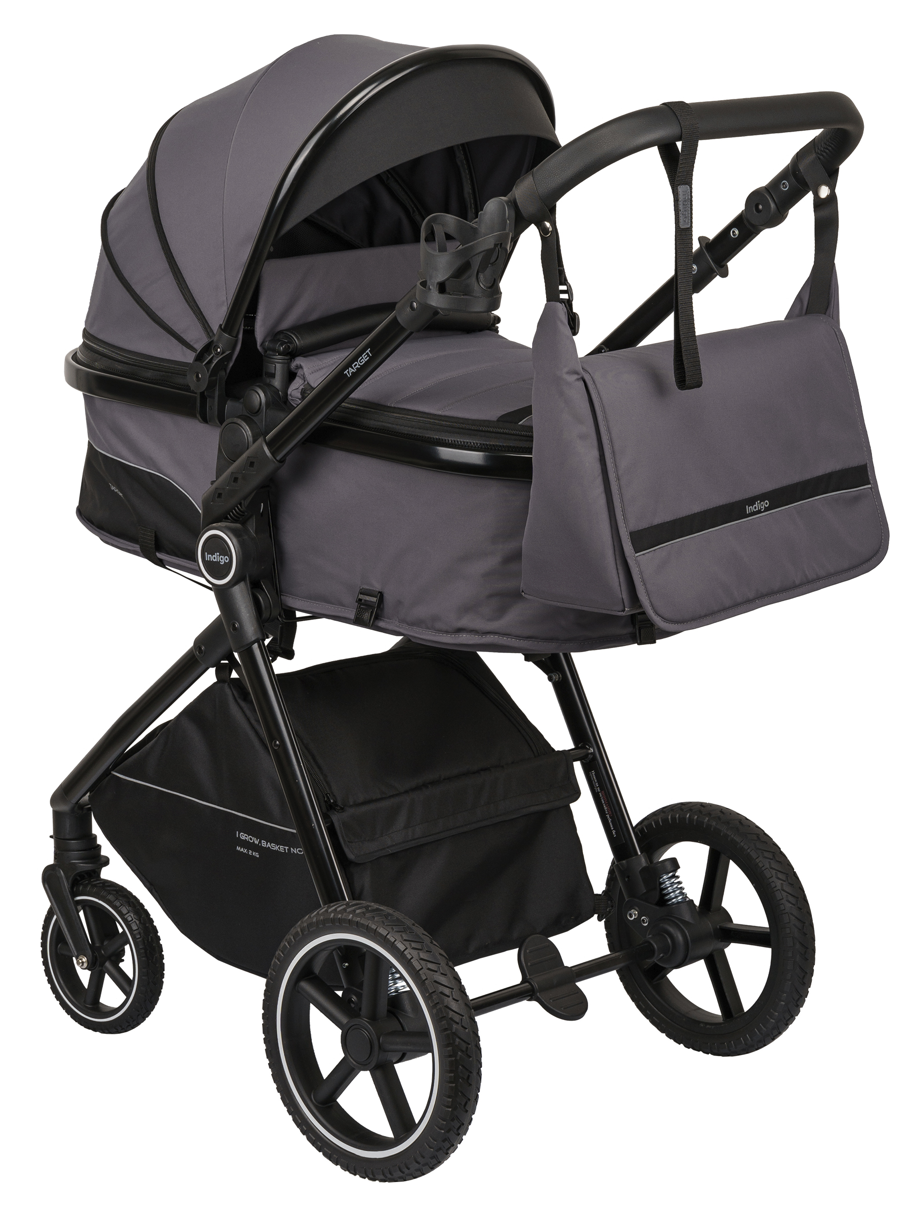 Коляска трансформер Indigo TARGET 3в1 серый - фото 15