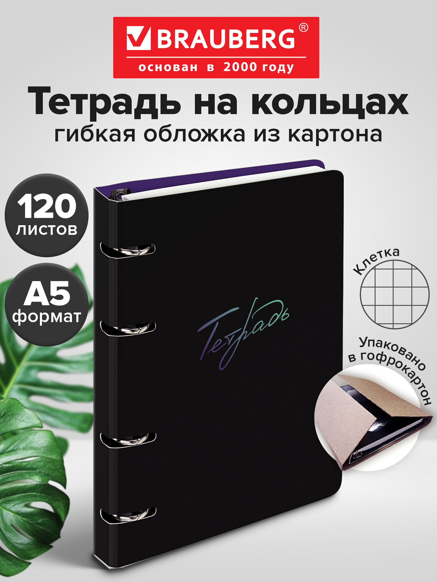 Тетрадь Brauberg клетка 120 лист. - фото 1