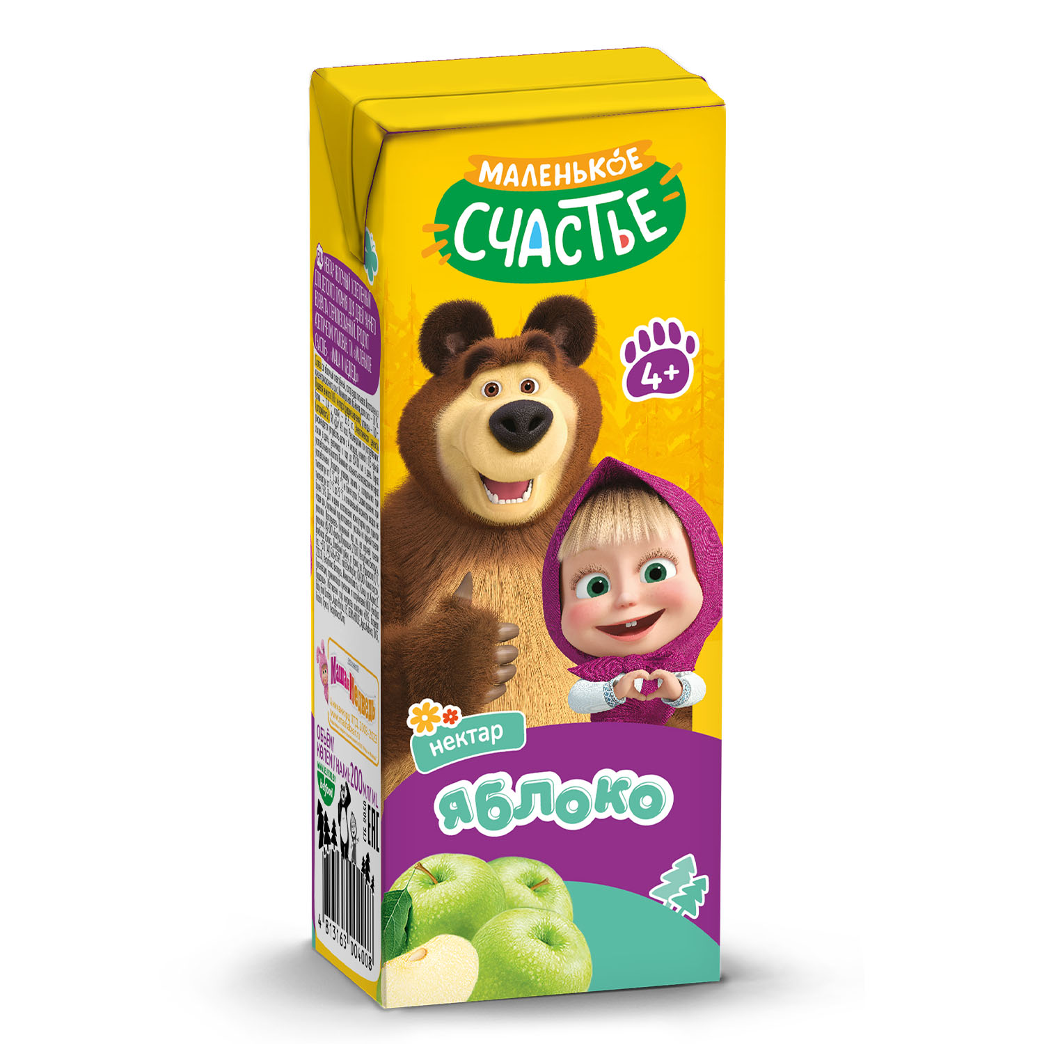 Нектар Маша и Медведь Яблоко с 4 мес 0.2 л - фото 1
