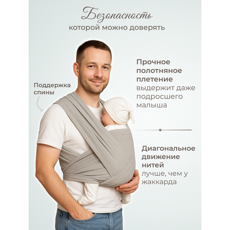 Слинг-шарф inlovery муслиновый цвет серебристый