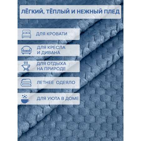 Плед TexRepublic фланель жаккард ромбики 150*200 см Синий