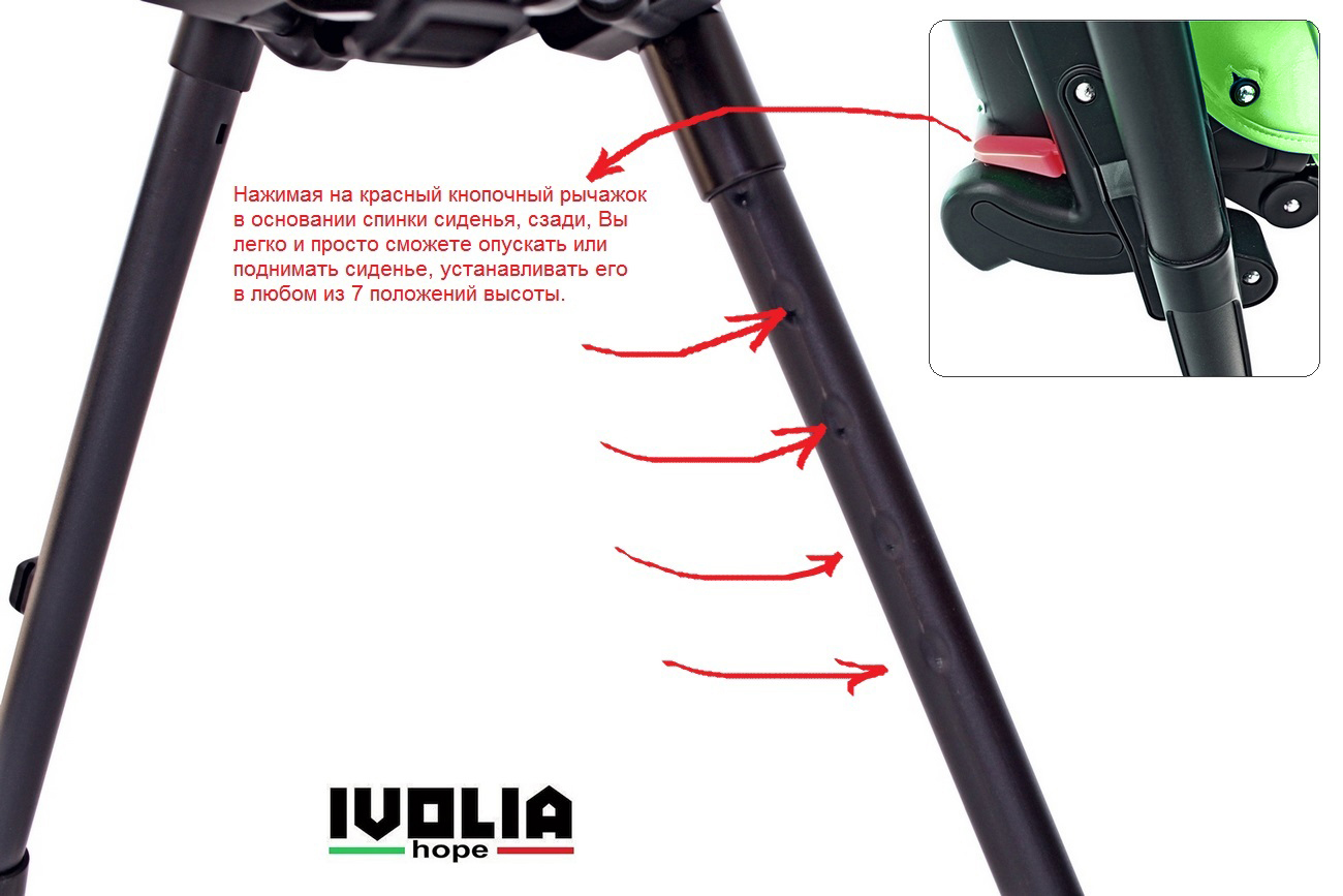 Стульчик для кормления Ivolia HOPE 01 2 колеса green трансформер - фото 10