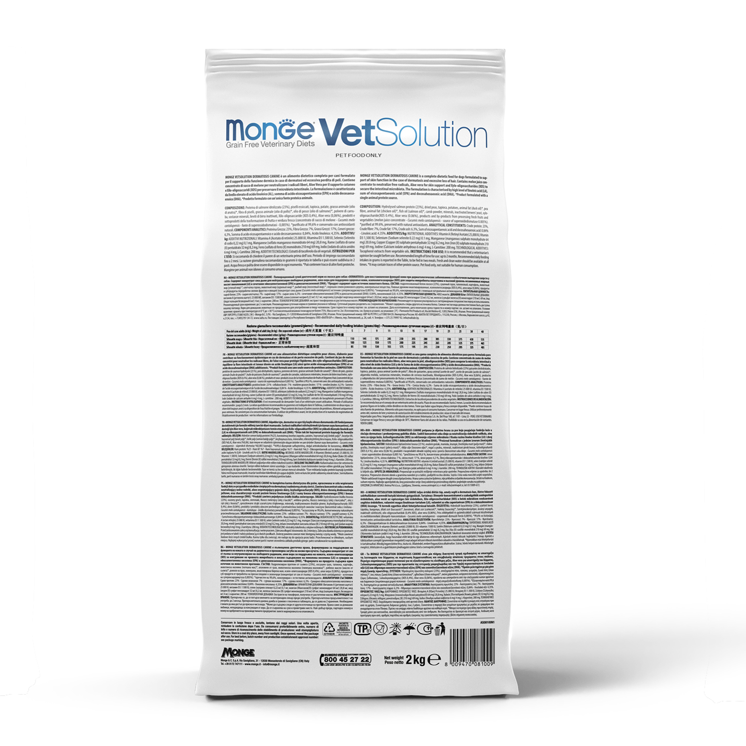 Корм для собак диетический MONGE VetSolution Dog Dermatosis Дерматозис при заболеваниях кожи 2кг - фото 6