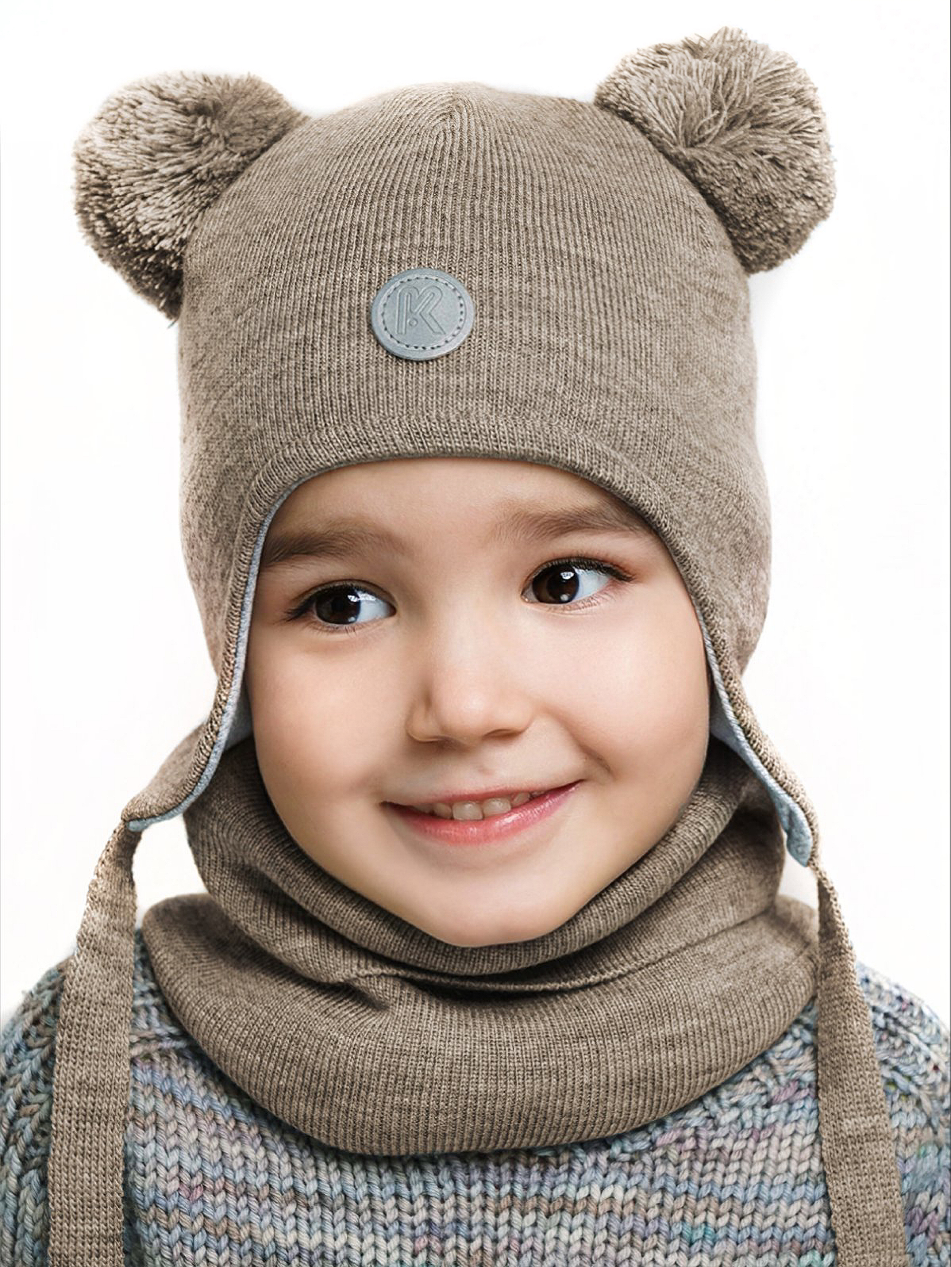 Шапка и снуд ПриКиндер U-Sp22529 Цвет: Коричневый - фото 1