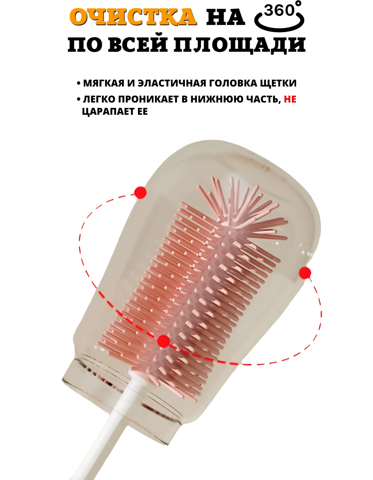 Ершик силиконовый Floopsi для бутылочек и сосок 3шт. Сушилка для ершиков - фото 3