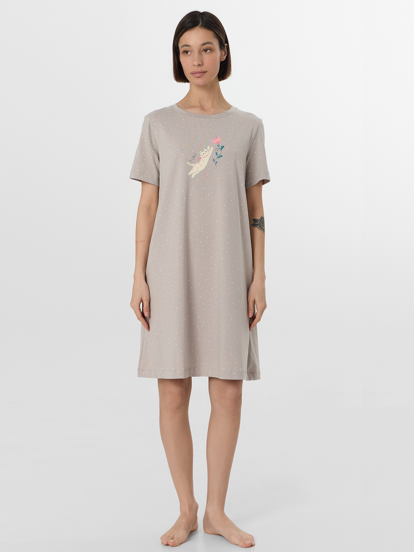 Сорочка ночная Mark Formelle (Марк Формэль) 572346/горошек на пепельном - фото 1