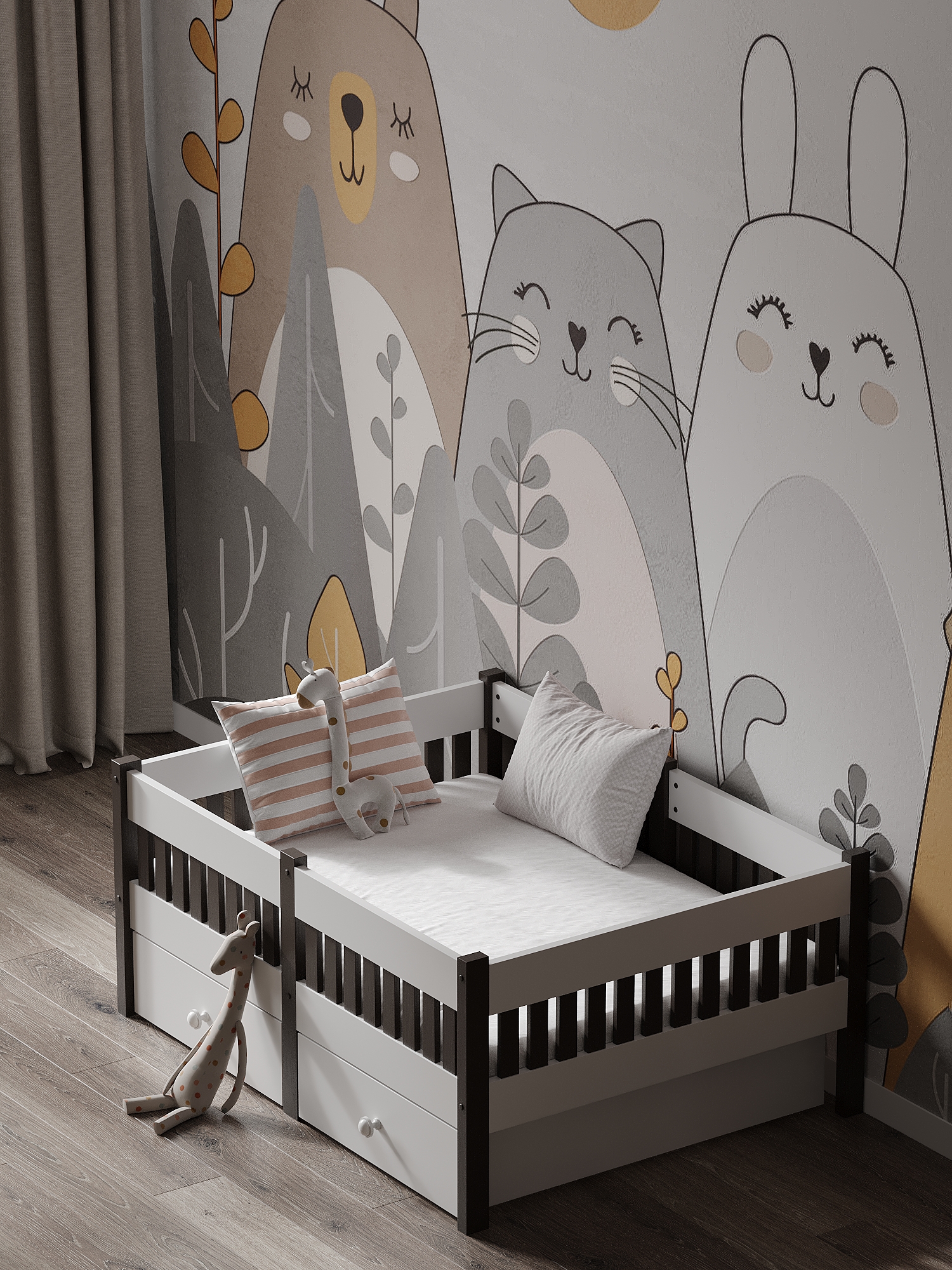 Кровать односпальная Moms charm Бортики (белый, венге) - фото 16