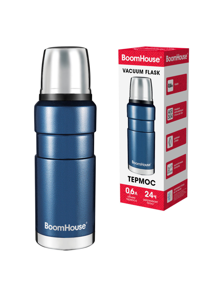 Термос BoomHouse для чая и кофе 600 мл из нержавеющей стали походный - фото 3