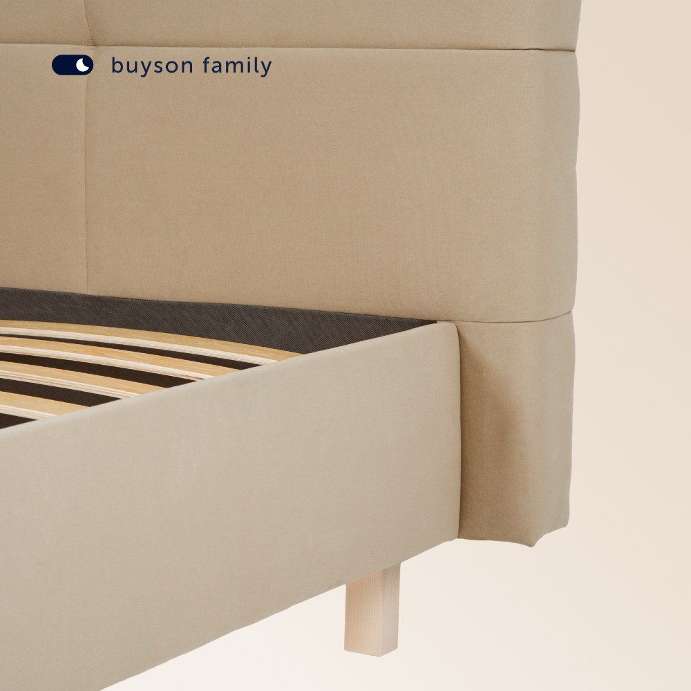 Односпальная кровать buyson BuyGlory 200х90 бежевая микровелюр - фото 8