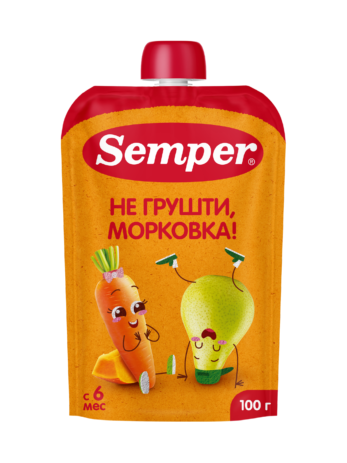 Изображение товара Пюре Semper Яблоко-груша-морковь-тыква с 6 мес 100 г