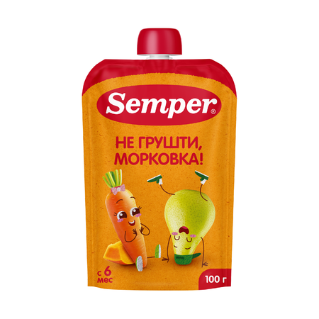 Пюре Semper Яблоко-груша-морковь-тыква с 6 мес 100 г