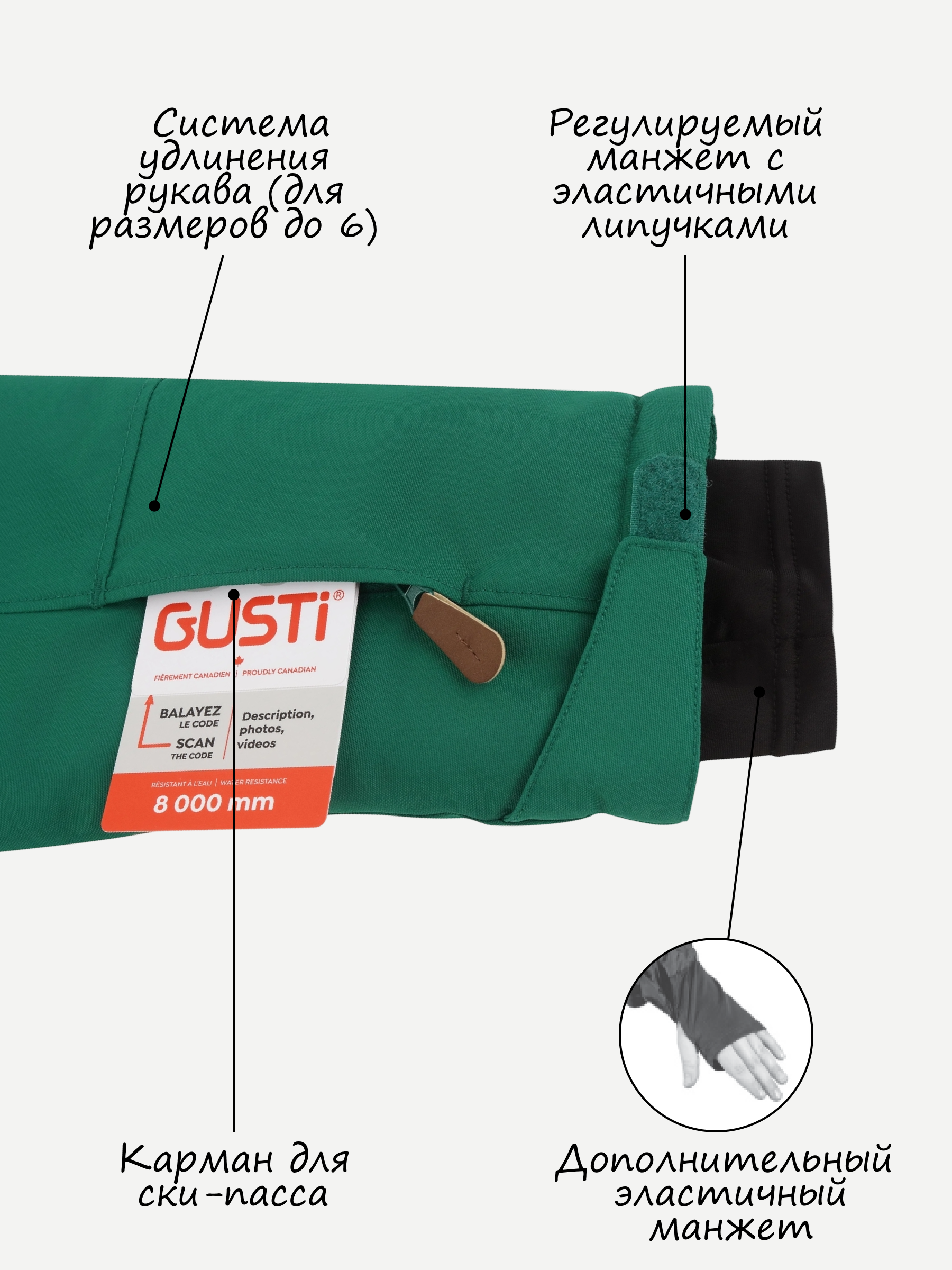 Парка GUSTI GW4BJ538-GREEN - фото 5