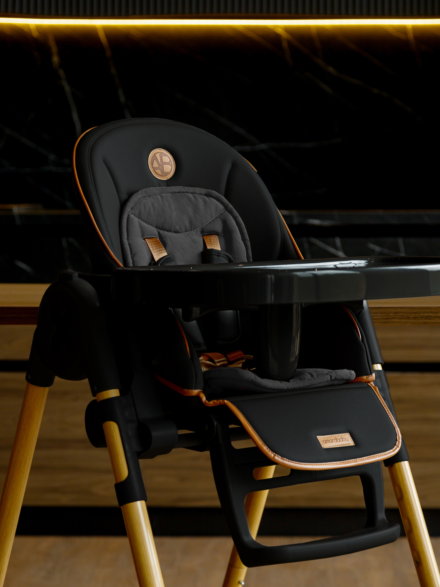 Стульчик для кормления Amarobaby Elegant черный - фото 14