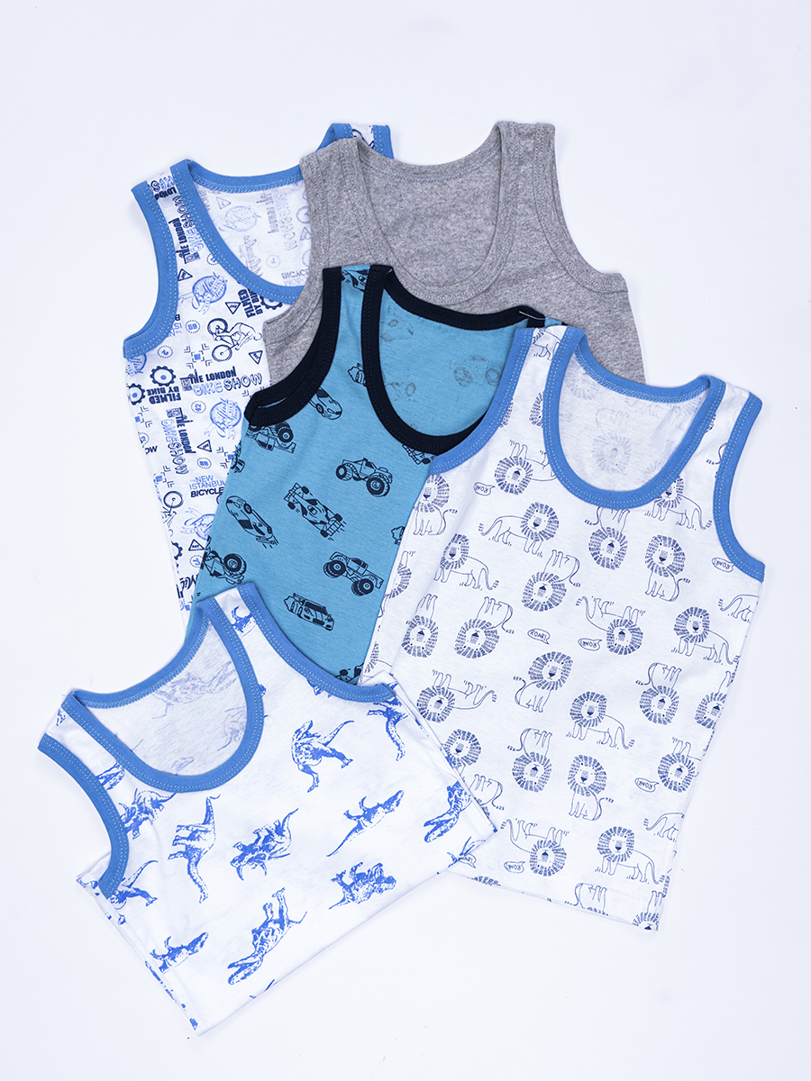Майка 5 шт Babycollection 452/mkb000/sph/k3/003/p1/W*mсерый,голубой - фото 4