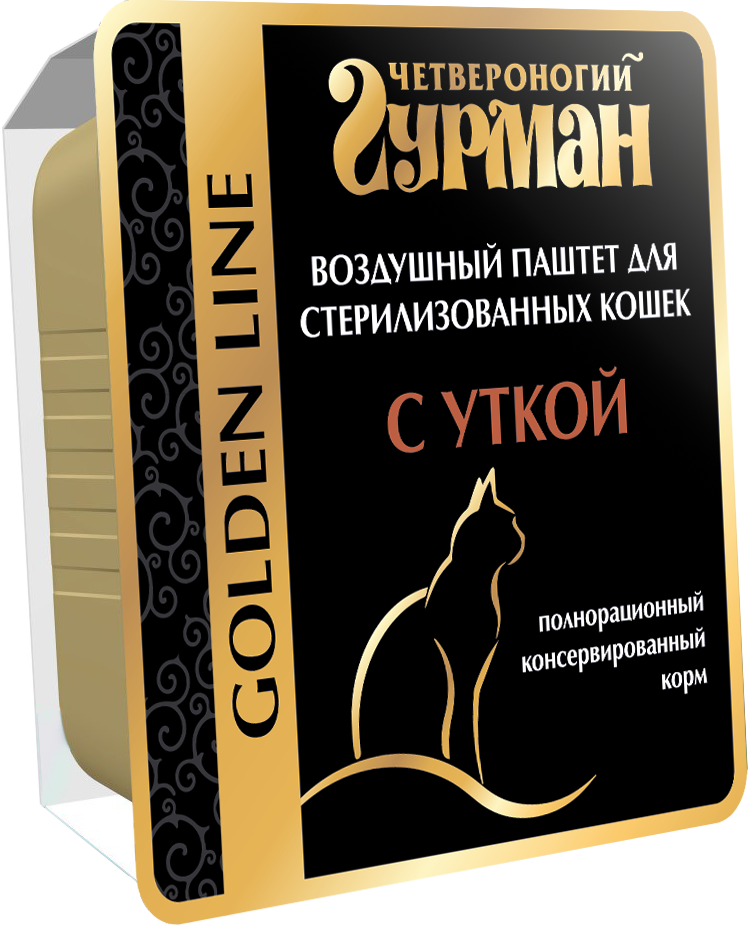 Корм полнорационный Четвероногий Гурман для стерилизованных кошек и кастрированных котов влажный паштет с уткой 100г - фото 1